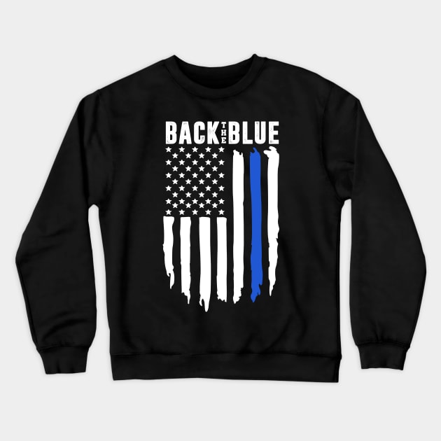 Back The Blue - Thin Blue Line American Flag Crewneck Sweatshirt by TextTees